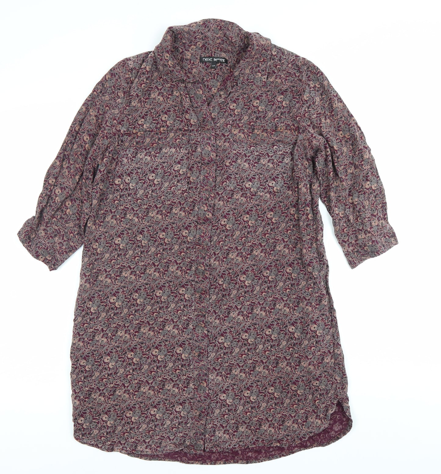 Next Petite Women's Multicoloured Floral Tunic Shirt Size 12 Viscose