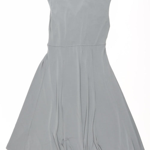 Frank Lyman Women's Grey Size 12 Beaded V-Neck Fit & Flare Dress