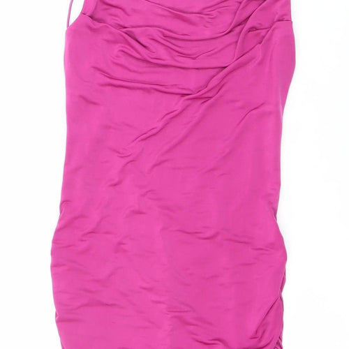 Tiger Mist Women's Pink S Bodycon Ruched Sleeveless Party Dress