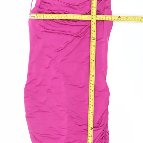 Tiger Mist Women's Pink S Bodycon Ruched Sleeveless Party Dress