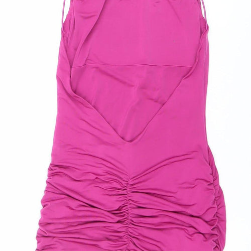 Tiger Mist Women's Pink S Bodycon Ruched Sleeveless Party Dress
