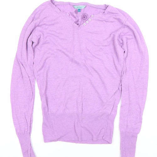 Fat Face Women's Purple Linen V-Neck Jumper Size 10