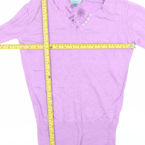 Fat Face Women's Purple Linen V-Neck Jumper Size 10