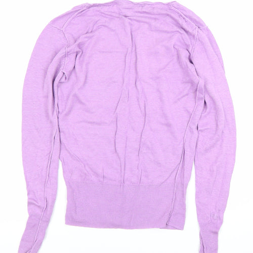 Fat Face Women's Purple Linen V-Neck Jumper Size 10