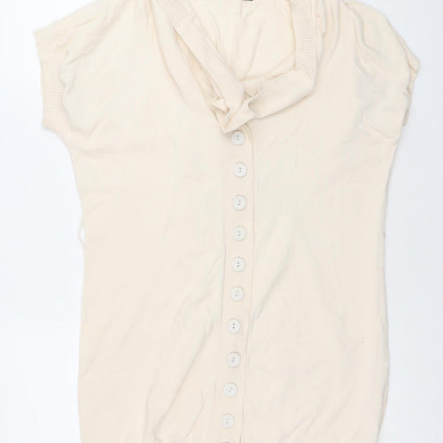 French Connection Women’s Ivory Cotton Cowl Neck Cardigan Size 10
