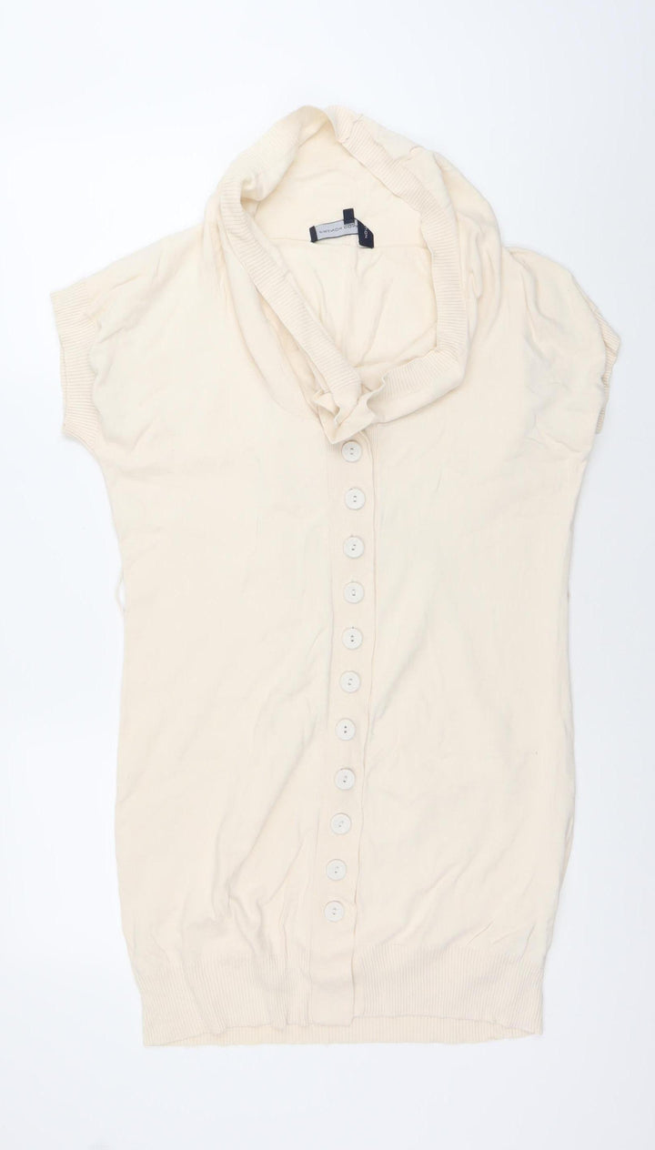 French Connection Women’s Ivory Cotton Cowl Neck Cardigan Size 10