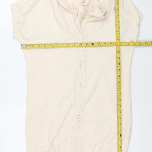 French Connection Women’s Ivory Cotton Cowl Neck Cardigan Size 10