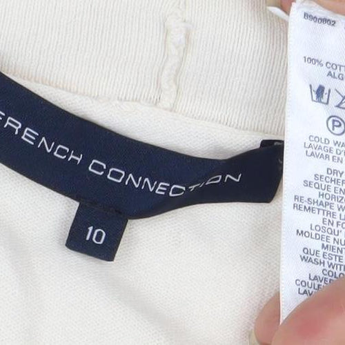 French Connection Women’s Ivory Cotton Cowl Neck Cardigan Size 10