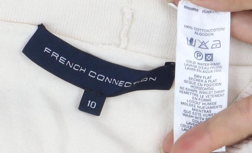 French Connection Women’s Ivory Cotton Cowl Neck Cardigan Size 10