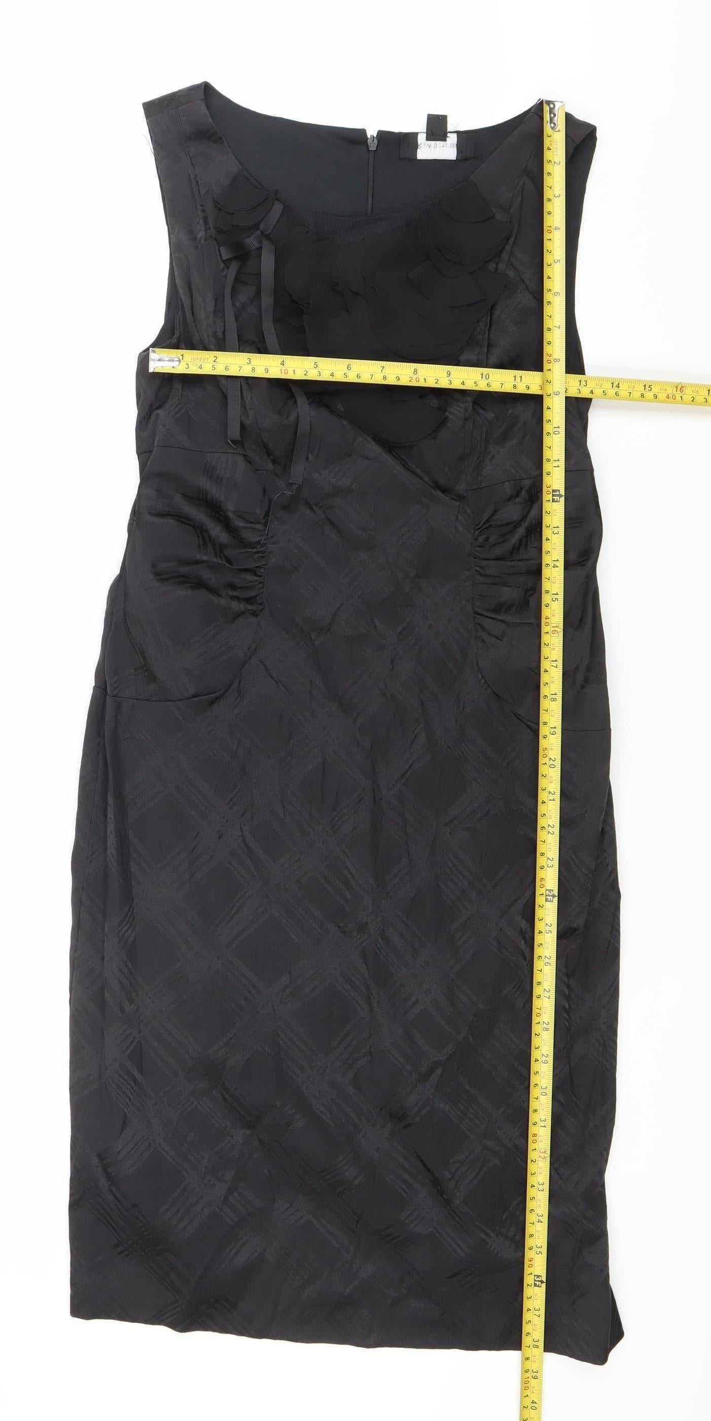R&M Richards Women's Black Size 10 Sheath Knee Length Party Dress