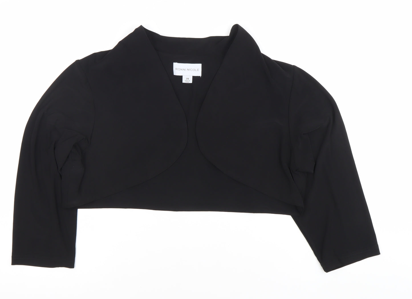 Ronni Nicole Women’s Black Size 20 Cropped Long Sleeve Blouse