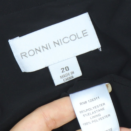 Ronni Nicole Women’s Black Size 20 Cropped Long Sleeve Blouse