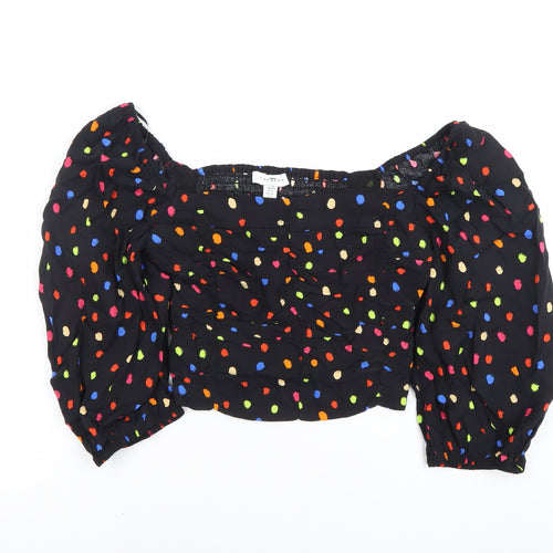 Topshop Tall Women’s Multicoloured Puff Sleeve Cropped Blouse Size 8