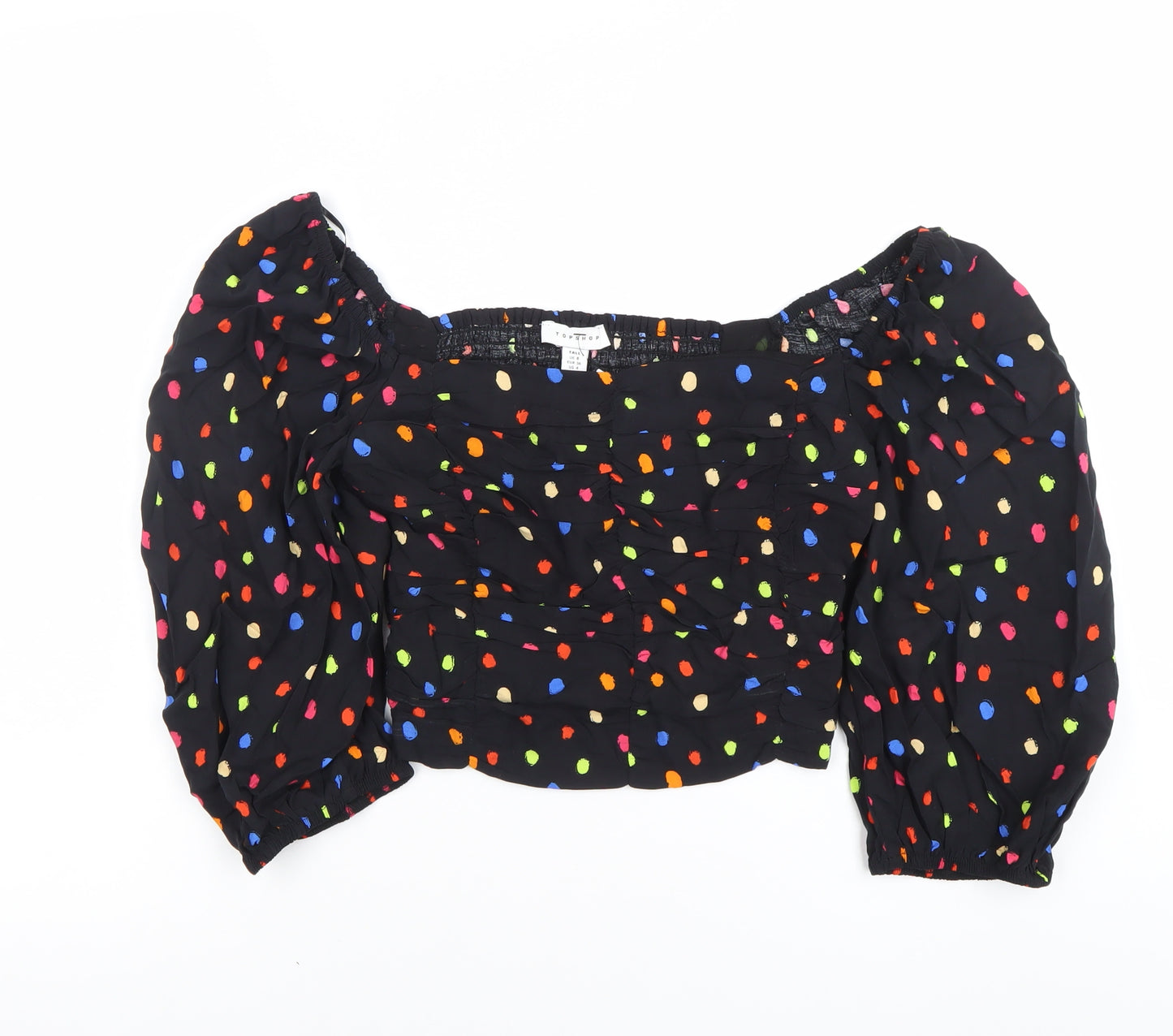 Topshop Tall Women’s Multicoloured Puff Sleeve Cropped Blouse Size 8