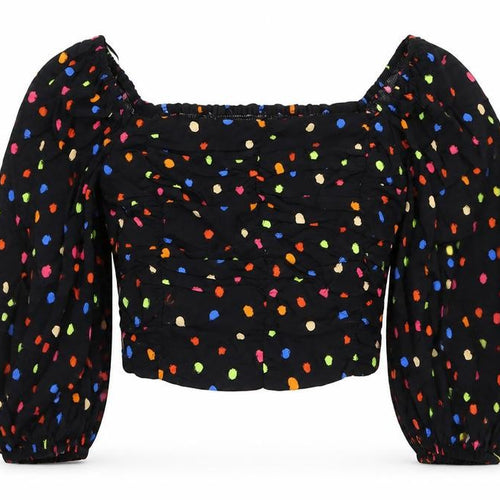 Topshop Tall Women’s Multicoloured Puff Sleeve Cropped Blouse Size 8