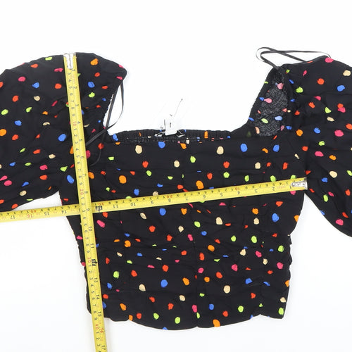 Topshop Tall Women’s Multicoloured Puff Sleeve Cropped Blouse Size 8
