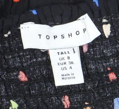 Topshop Tall Women’s Multicoloured Puff Sleeve Cropped Blouse Size 8