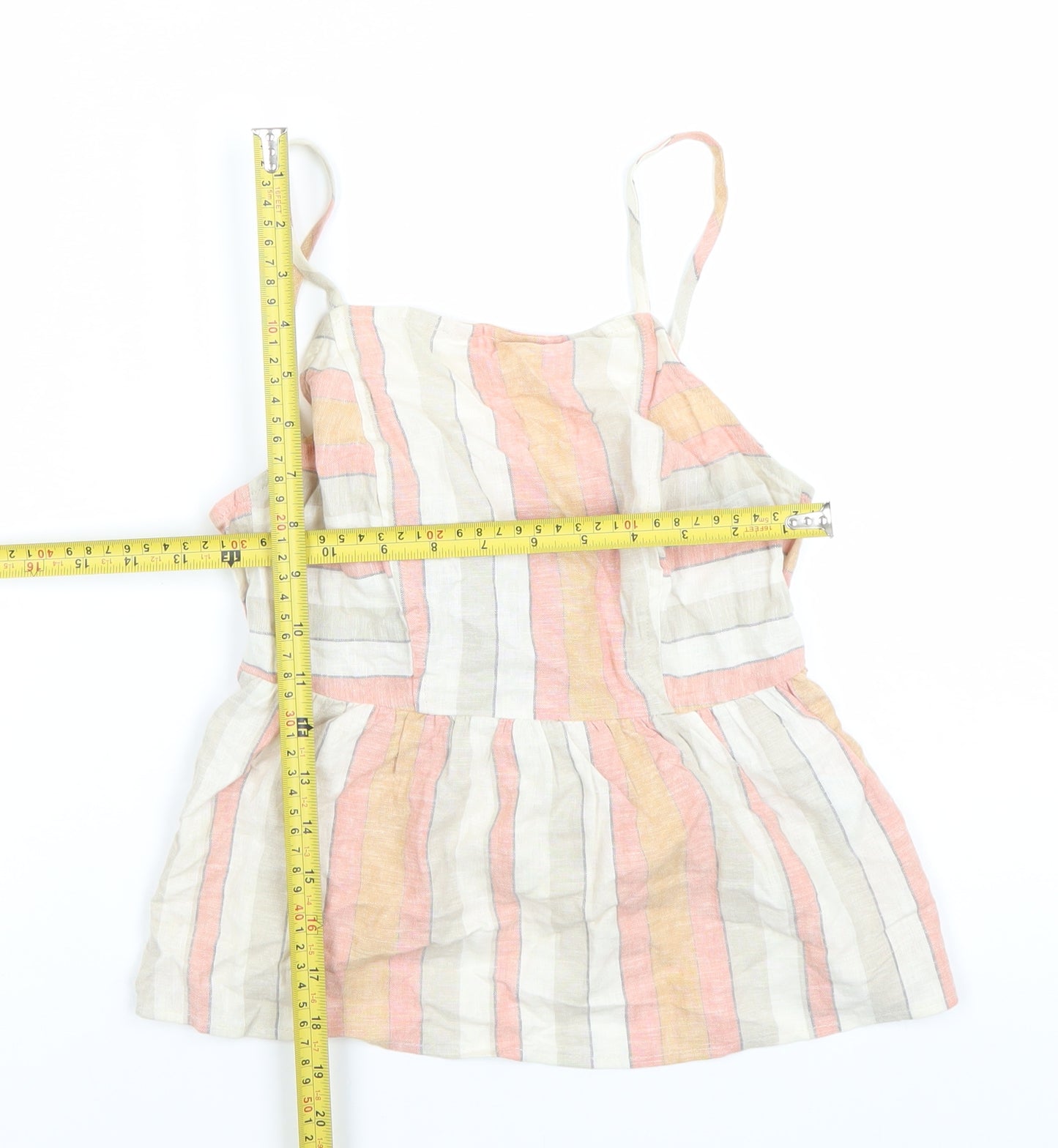 New Look Women’s Petite Multicoloured Striped Linen Blend Camisole UK 4