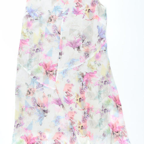 Warehouse Women's Multicoloured Floral Chiffon V-Neck Midi Dress Size 12