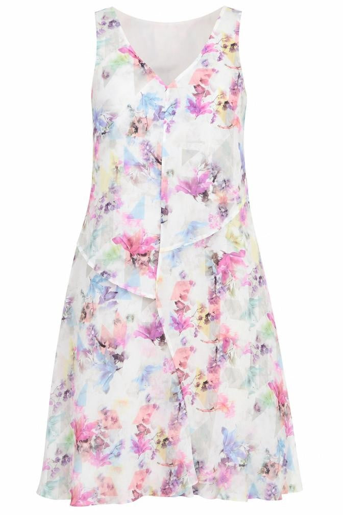 Warehouse Women's Multicoloured Floral Chiffon V-Neck Midi Dress Size 12
