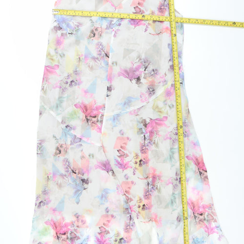 Warehouse Women's Multicoloured Floral Chiffon V-Neck Midi Dress Size 12