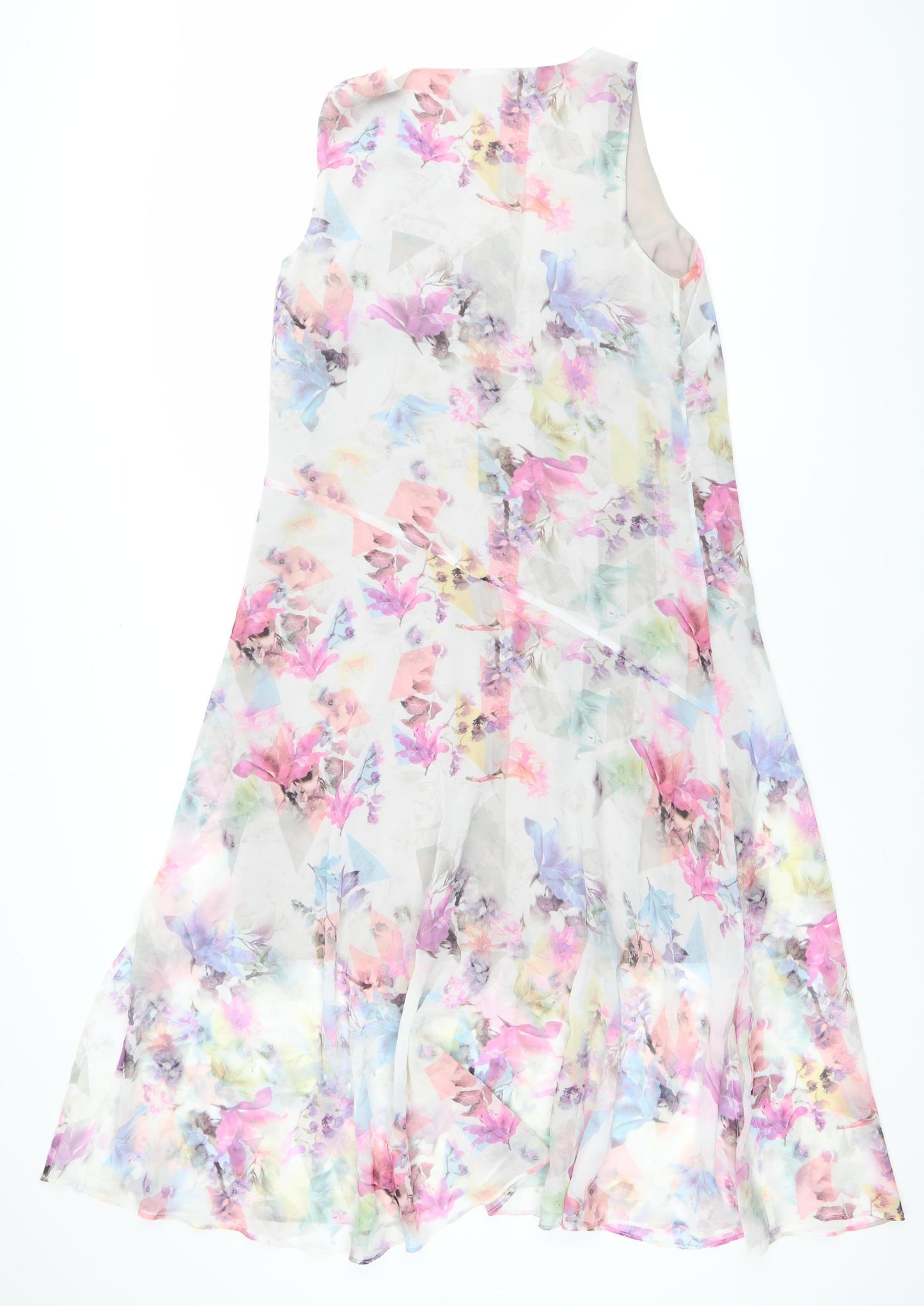 Warehouse Women's Multicoloured Floral Chiffon V-Neck Midi Dress Size 12