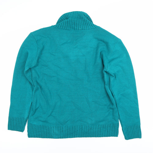 Pulse Women's Green L Collared Cable-Knit Pullover Jumper