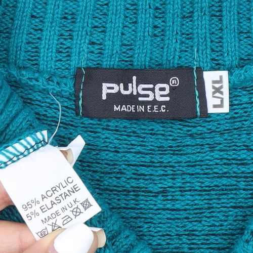 Pulse Women's Green L Collared Cable-Knit Pullover Jumper