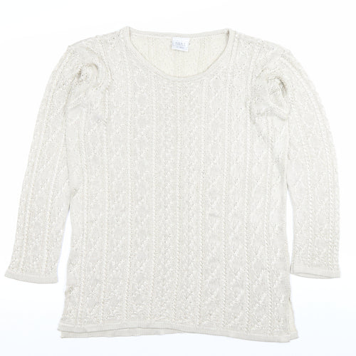 Next Women’s Ivory Open-Knit 3/4 Sleeve Pullover Jumper M