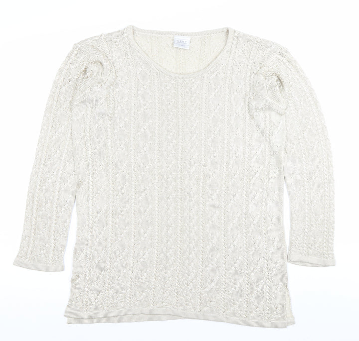 Next Women’s Ivory Open-Knit 3/4 Sleeve Pullover Jumper M
