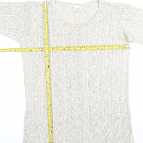 Next Women’s Ivory Open-Knit 3/4 Sleeve Pullover Jumper M