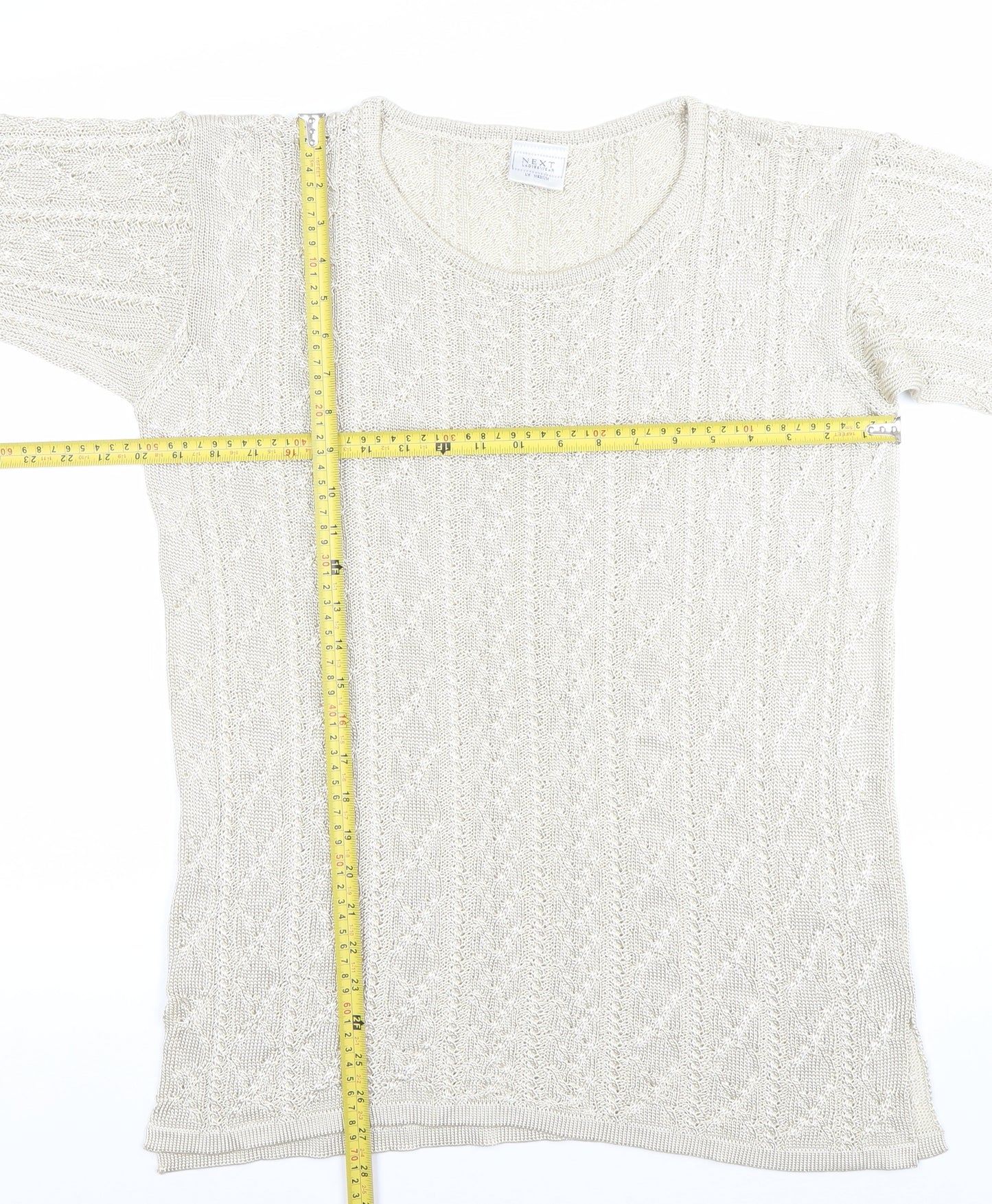 Next Women’s Ivory Open-Knit 3/4 Sleeve Pullover Jumper M