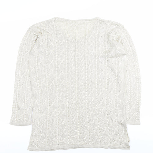 Next Women’s Ivory Open-Knit 3/4 Sleeve Pullover Jumper M