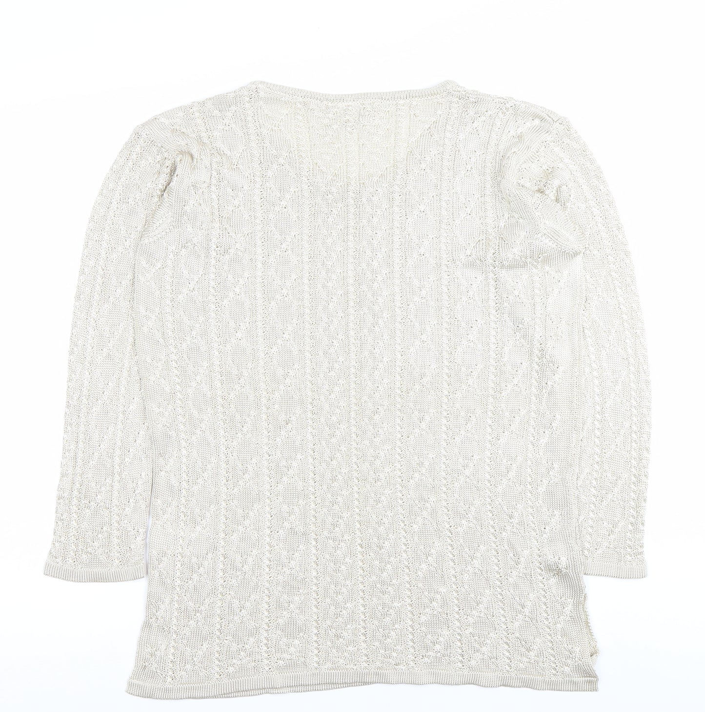 Next Women’s Ivory Open-Knit 3/4 Sleeve Pullover Jumper M