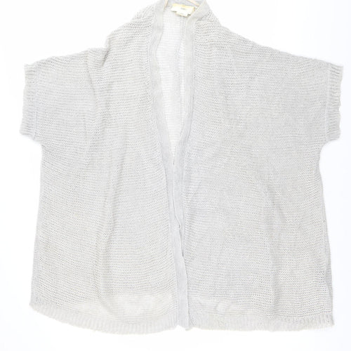 Charli Womens Grey Linen Open Knit Cardigan One Size Relaxed Fit