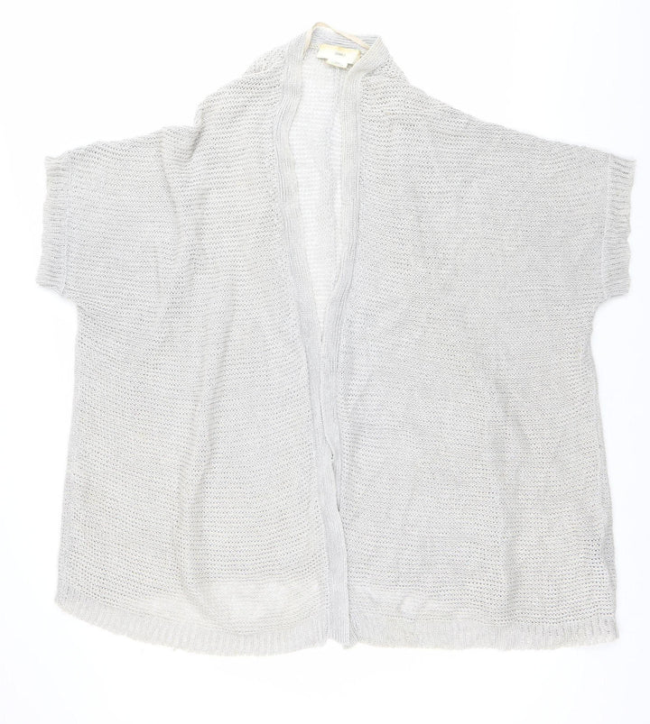 Charli Womens Grey Linen Open Knit Cardigan One Size Relaxed Fit