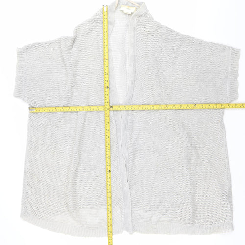 Charli Womens Grey Linen Open Knit Cardigan One Size Relaxed Fit