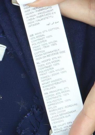 Fat Face Women's Blue Ruffle Sheer Sleeve Star Blouse Size 8