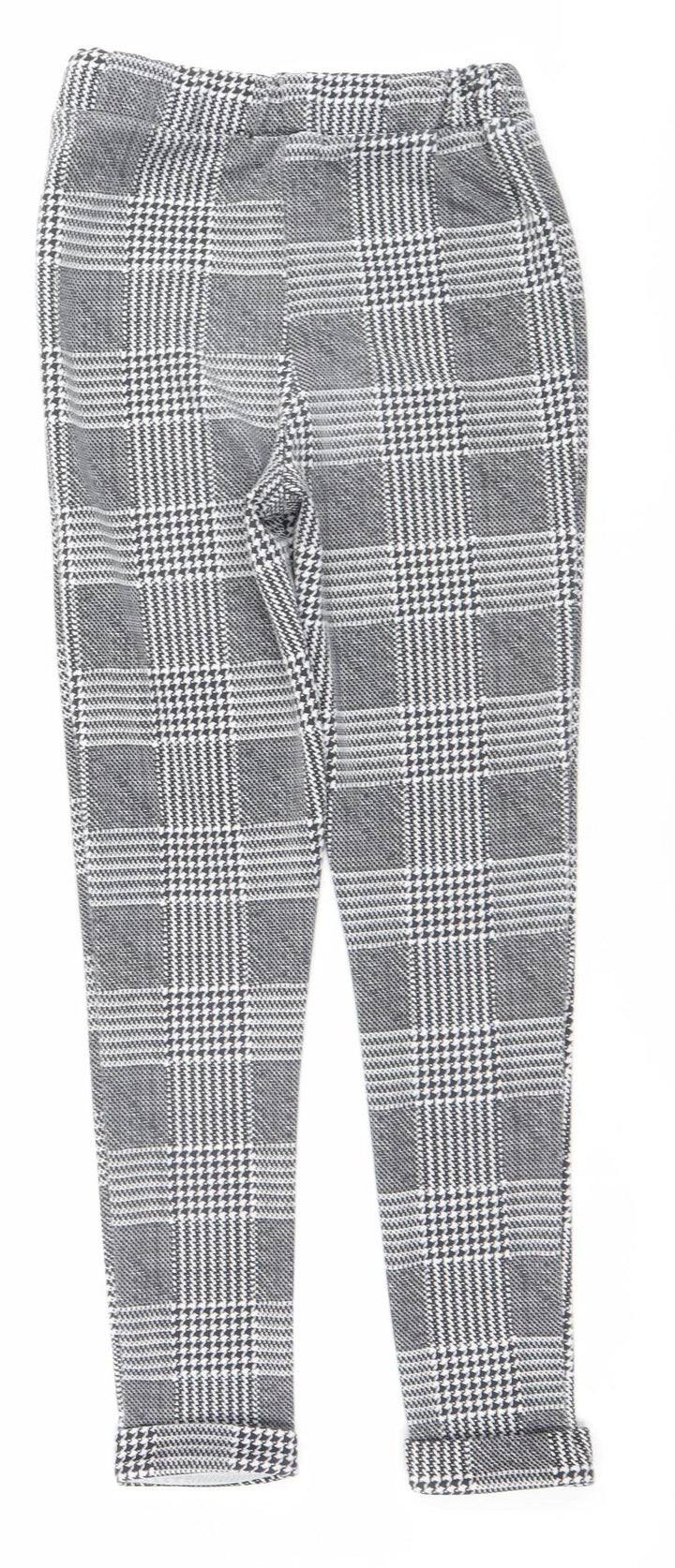 Boohoo Women's Black Check Slim Fit Stretch Leggings Size 8