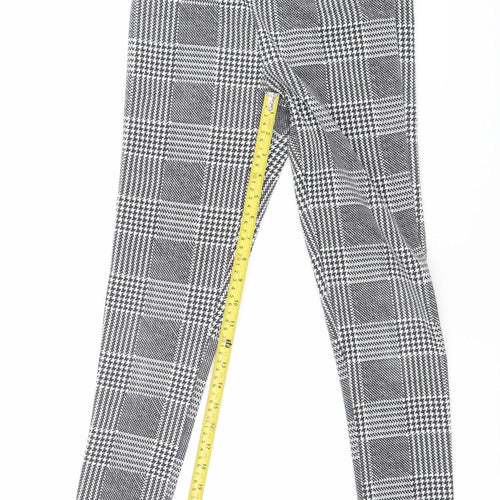 Boohoo Women's Black Check Slim Fit Stretch Leggings Size 8