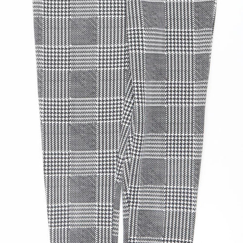 Boohoo Women's Black Check Slim Fit Stretch Leggings Size 8