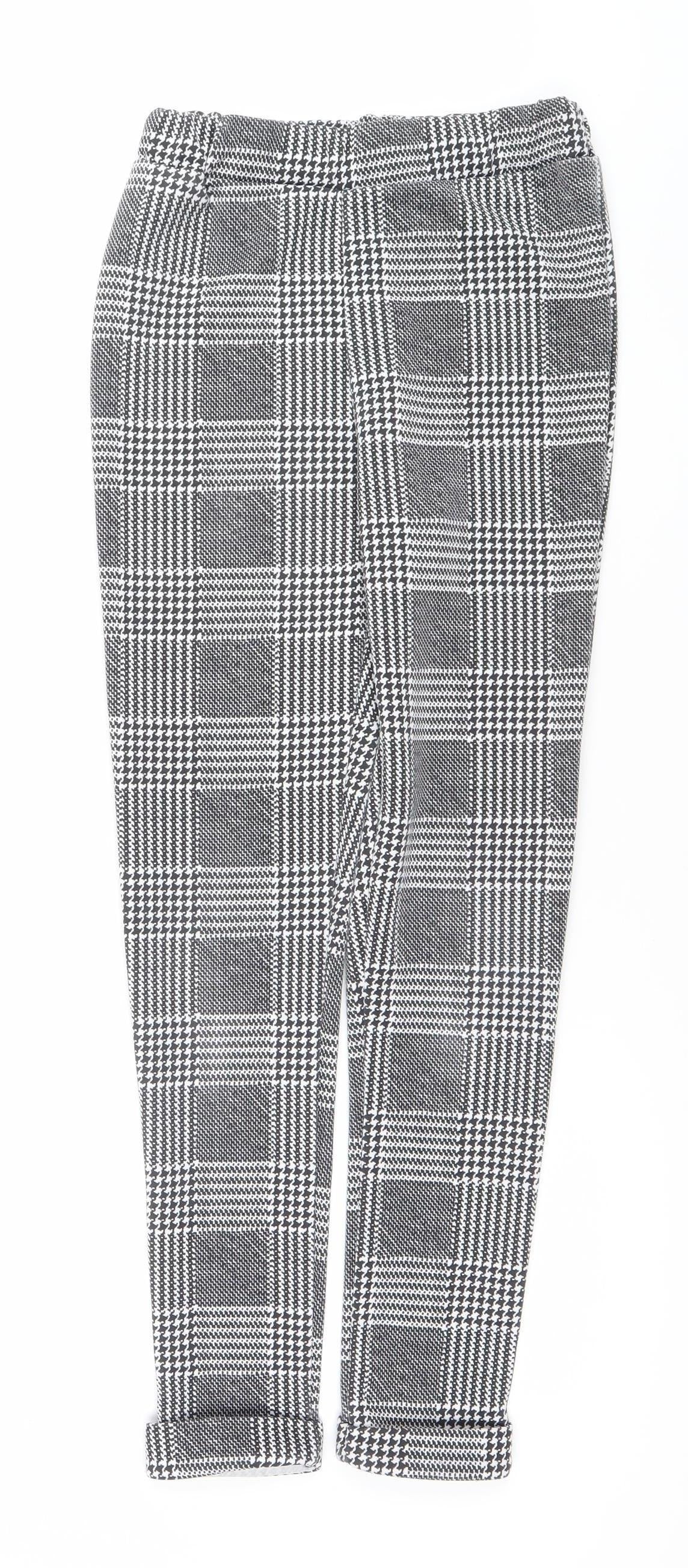 Boohoo Women's Black Check Slim Fit Stretch Leggings Size 8