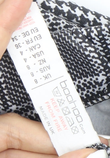 Boohoo Women's Black Check Slim Fit Stretch Leggings Size 8