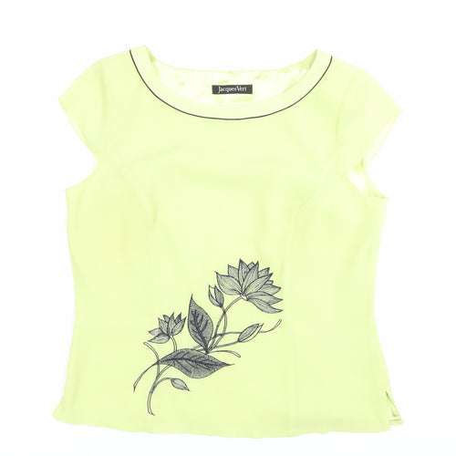 Jacques Vert Women’s Yellow Floral Embroidered Blouse Size 12
