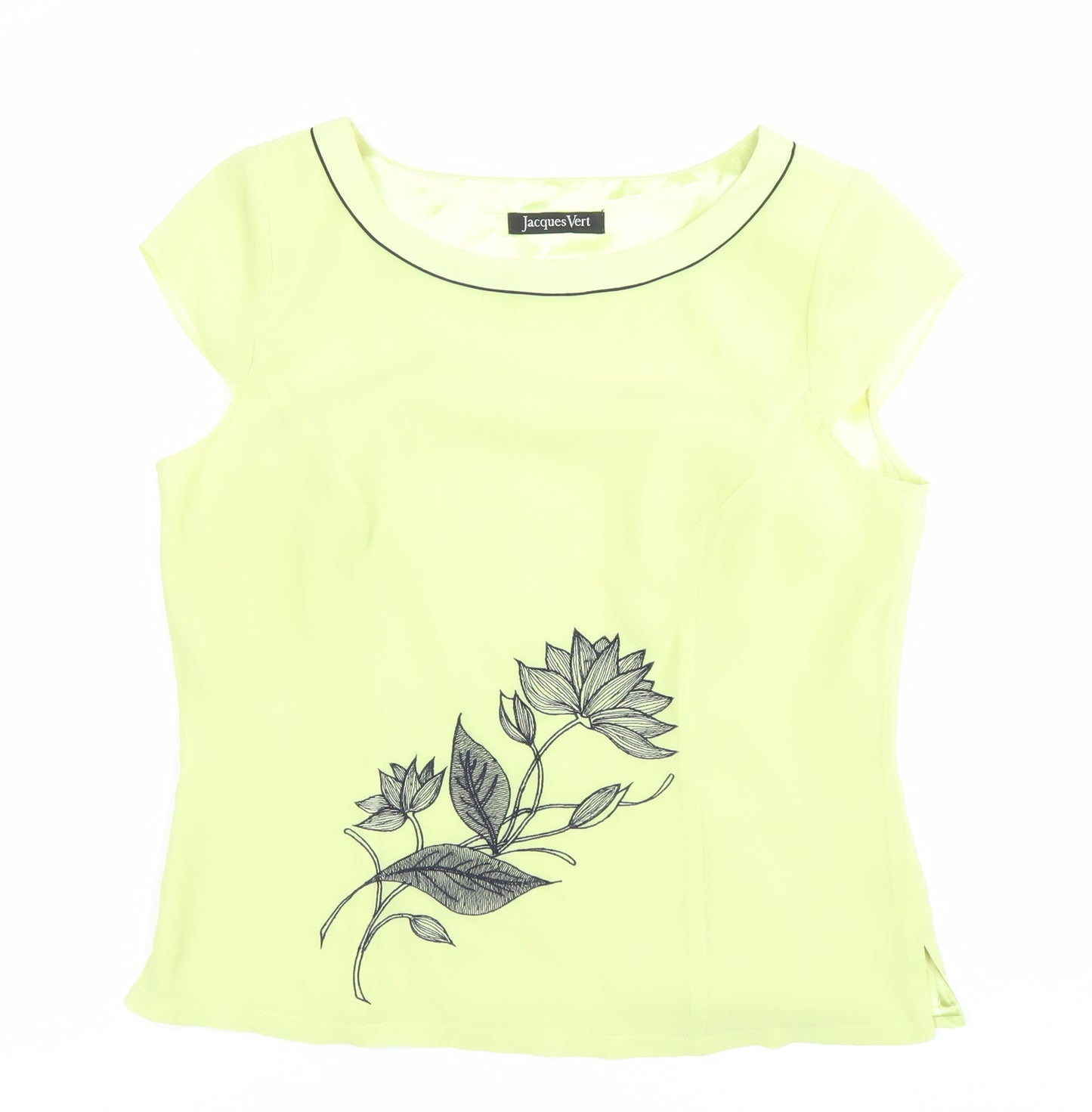 Jacques Vert Women’s Yellow Floral Embroidered Blouse Size 12