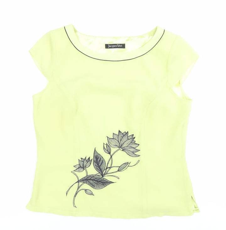 Jacques Vert Women’s Yellow Floral Embroidered Blouse Size 12