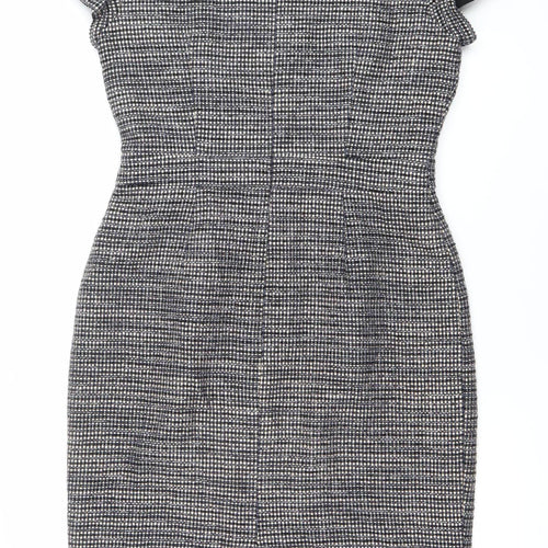 Boden Women’s Black Check Sheath Dress UK 10 Knee Length Sleeveless