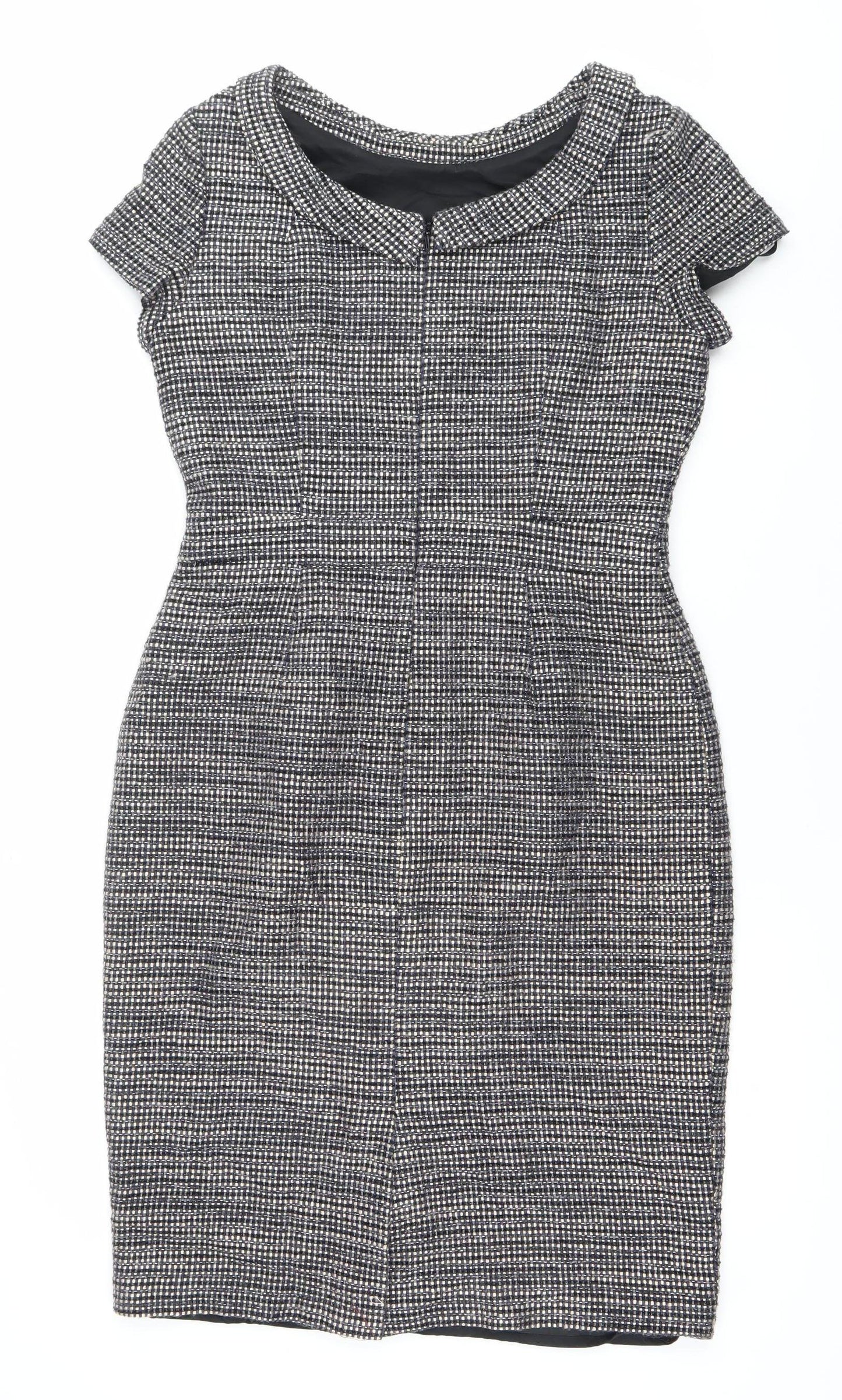 Boden Women’s Black Check Sheath Dress UK 10 Knee Length Sleeveless