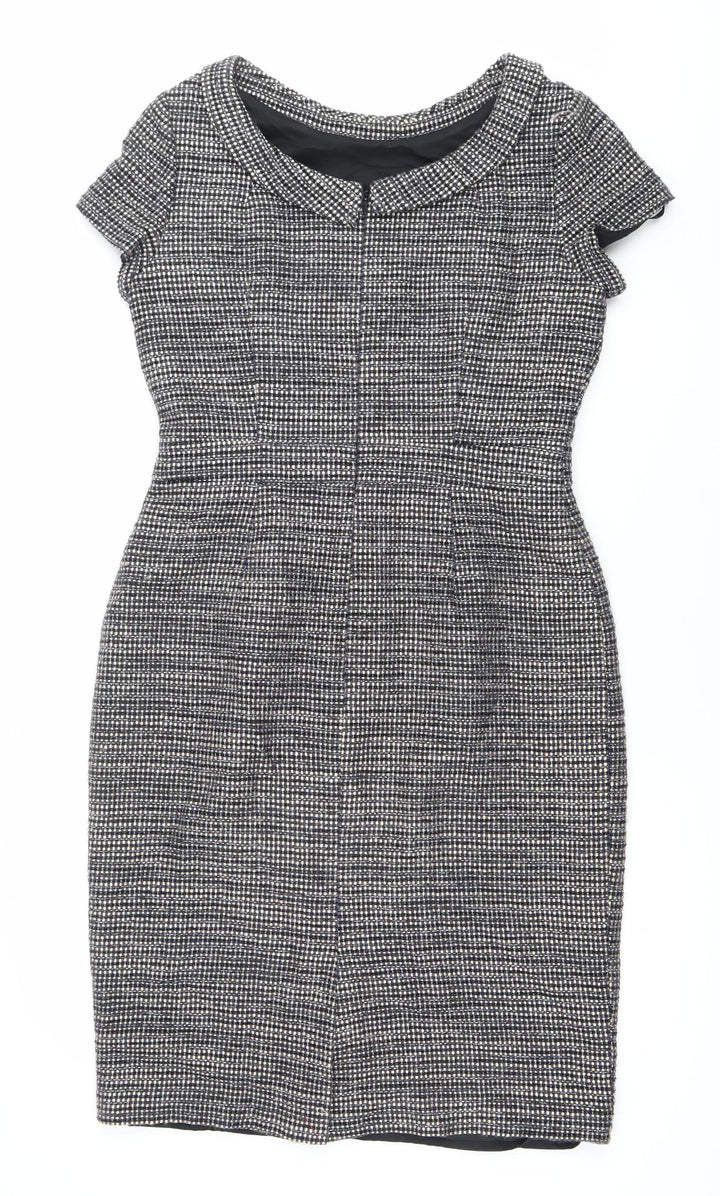 Boden Women’s Black Check Sheath Dress UK 10 Knee Length Sleeveless