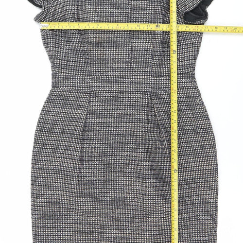 Boden Women’s Black Check Sheath Dress UK 10 Knee Length Sleeveless